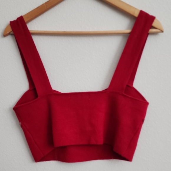 Cropped Rhinestone Embellished Red Tank Top - Picture 4 of 6